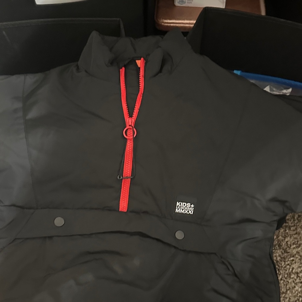 Zara Kids Black Puffer Jacket with Red Accents